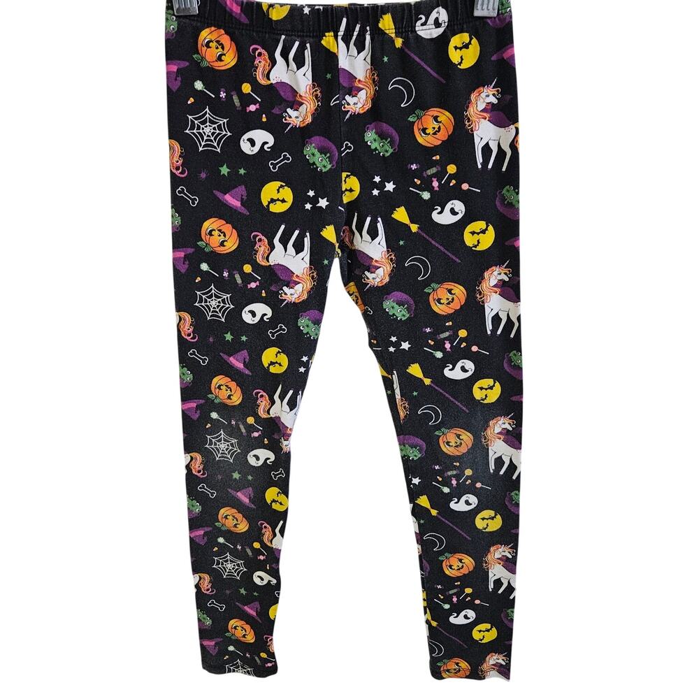 Children's Place Girls Size M Leggings Black Halloween Unicorn Print Whimsical
